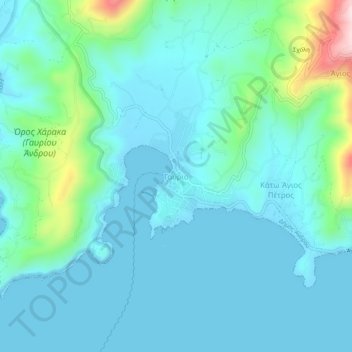 Mapa topográfico Gavrio, altitud, relieve