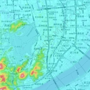 Mapa topográfico Qingbo, altitud, relieve