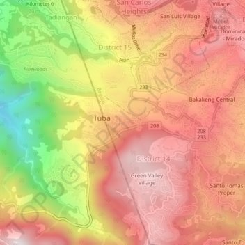 Mapa topográfico Poblacion, altitud, relieve