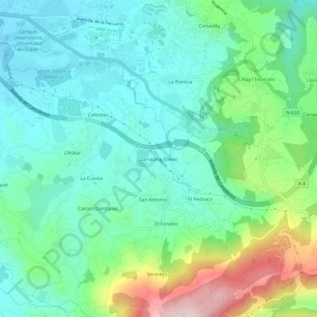 Mapa topográfico Zarracina (Deva), altitud, relieve