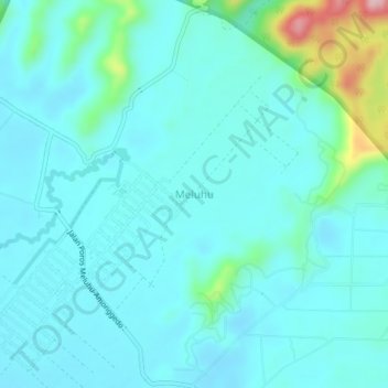Mapa topográfico Meluhu, altitud, relieve