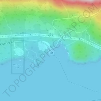 Mapa topográfico Saltery Bay, altitud, relieve