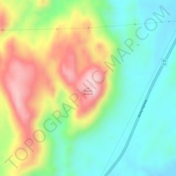 Mapa topográfico Mount Burstall, altitud, relieve