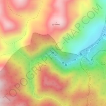 Mapa topográfico Crystal Cascades, altitud, relieve