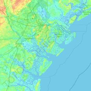 Mapa topográfico Burnside Island, altitud, relieve