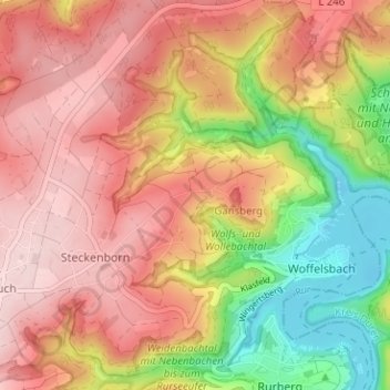 Mapa topográfico Hechelscheid, altitud, relieve