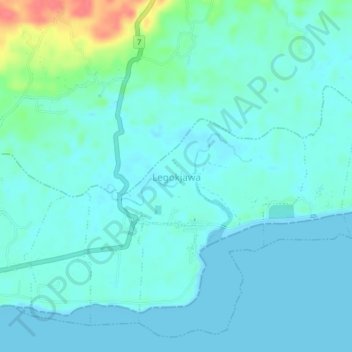 Mapa topográfico Legokjawa, altitud, relieve