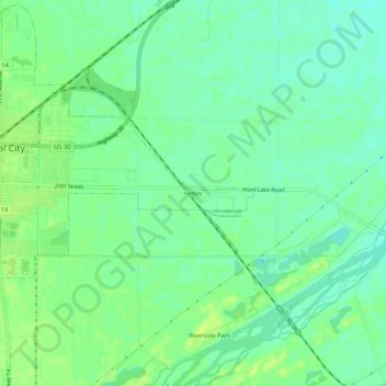 Mapa topográfico Heber, altitud, relieve