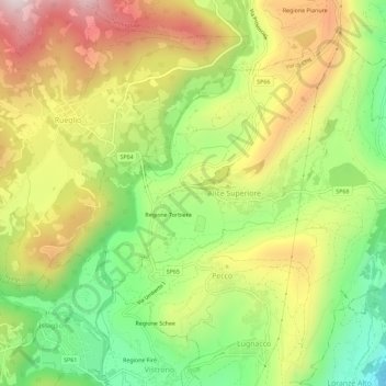 Mapa topográfico Cavalice, altitud, relieve
