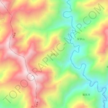 Mapa topográfico Liangjiashan, altitud, relieve