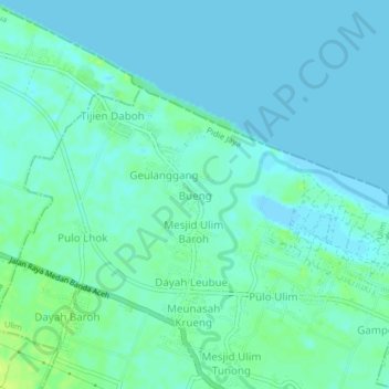 Mapa topográfico Bueng, altitud, relieve