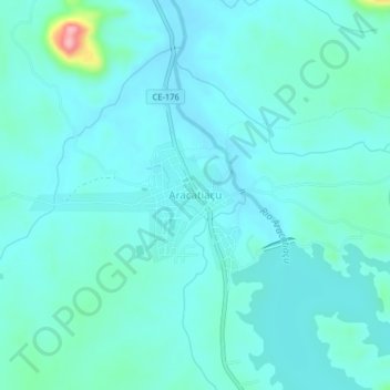 Mapa topográfico Aracatiaçu, altitud, relieve