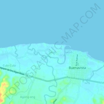 Mapa topográfico Sacol, altitud, relieve