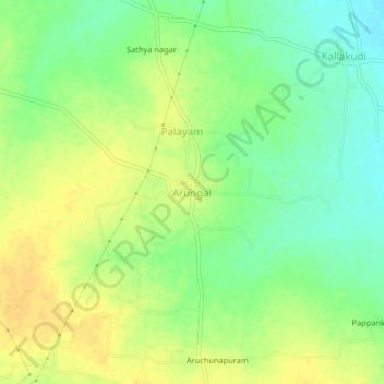 Mapa topográfico Arungal, altitud, relieve
