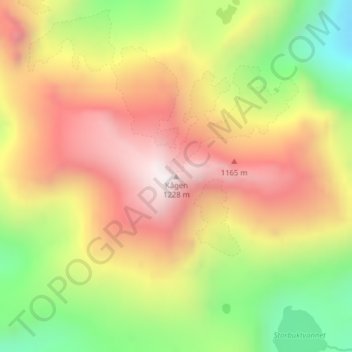 Mapa topográfico Kågen, altitud, relieve