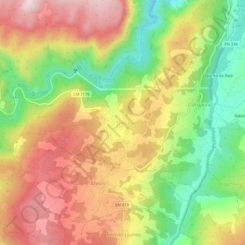 Mapa topográfico Trinta, altitud, relieve