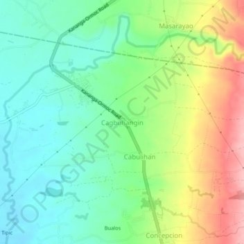 Mapa topográfico Cagbuhangin, altitud, relieve