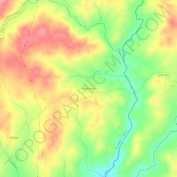 Mapa topográfico Martianas, altitud, relieve
