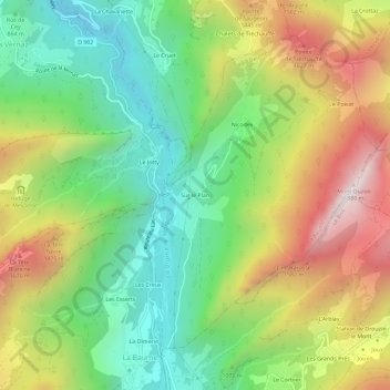 Mapa topográfico Sur le Plan, altitud, relieve