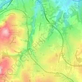 Mapa topográfico Cruzols, altitud, relieve