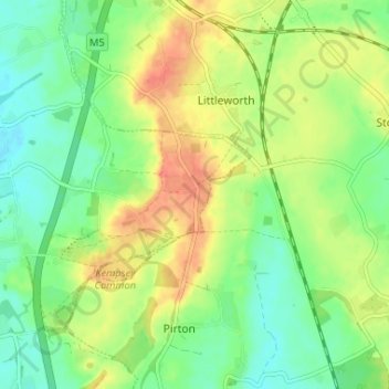 Mapa topográfico Stonehall, altitud, relieve
