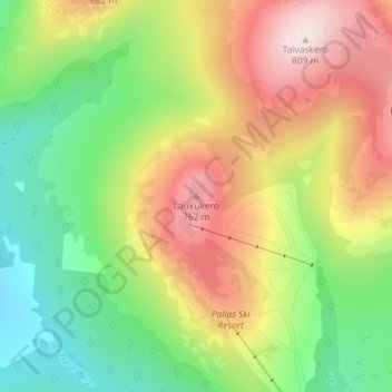 Mapa topográfico Laukukero, altitud, relieve