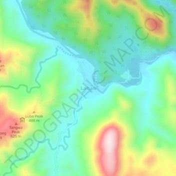 Mapa topográfico Laiban, altitud, relieve
