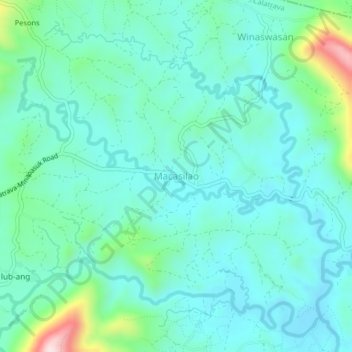 Mapa topográfico Macasilao, altitud, relieve