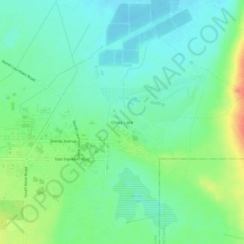 Mapa topográfico China Lake, altitud, relieve