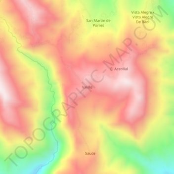 Mapa topográfico Valillo, altitud, relieve