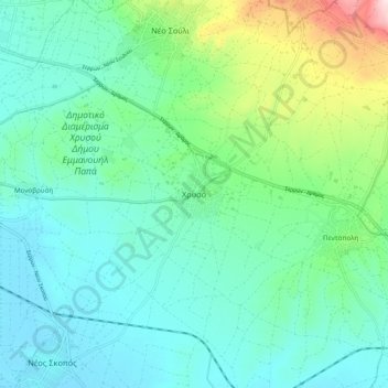 Mapa topográfico Χρυσό, altitud, relieve