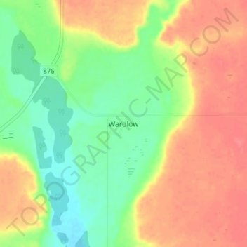 Mapa topográfico Wardlow, altitud, relieve