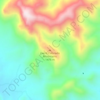 Mapa topográfico Cerro Colorado Mountains, altitud, relieve
