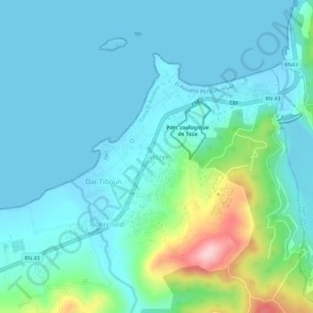 Mapa topográfico Timizer, altitud, relieve