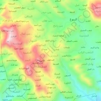 Mapa topográfico Jabah, altitud, relieve