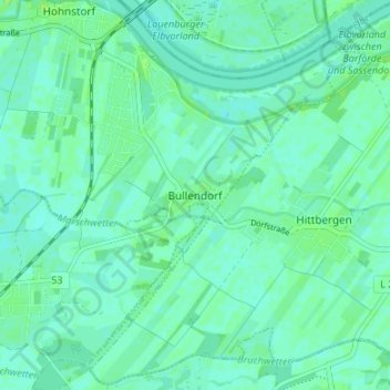 Mapa topográfico Bullendorf, altitud, relieve