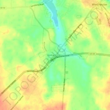 Mapa topográfico Kissling Crossing, altitud, relieve