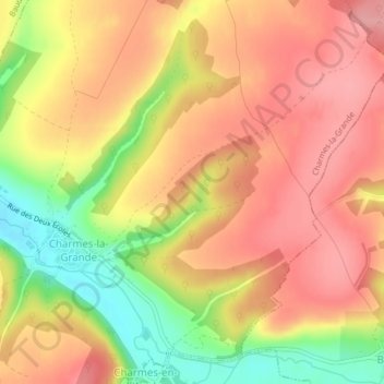 Mapa topográfico Joyeuses, altitud, relieve