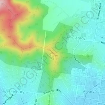 Mapa topográfico Nail Can Hill, altitud, relieve
