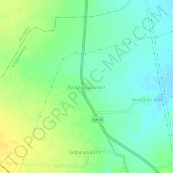 Mapa topográfico Ramanujapuram, altitud, relieve