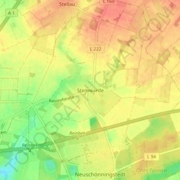 Mapa topográfico Stemwarde, altitud, relieve