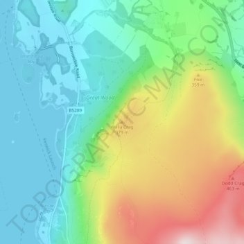 Mapa topográfico Walla Crag, altitud, relieve