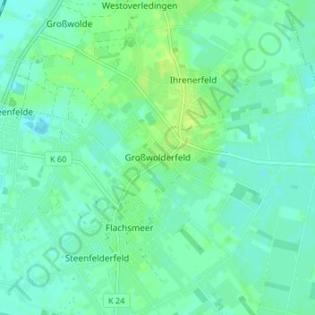 Mapa topográfico Großwolderfeld, altitud, relieve