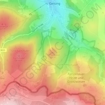 Mapa topográfico Kohlhaukuppe, altitud, relieve