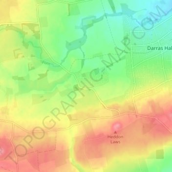 Mapa topográfico Medburn, altitud, relieve
