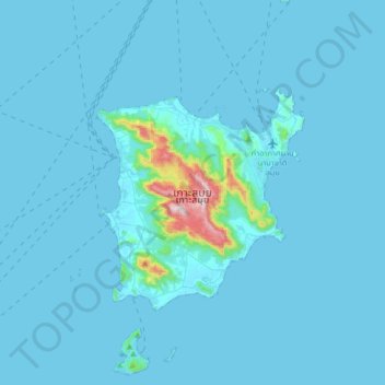 Mapa topográfico เกาะสมุย, altitud, relieve