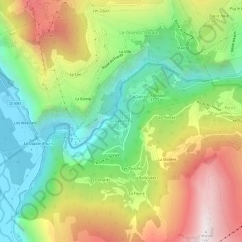 Mapa topográfico La Rivoire, altitud, relieve