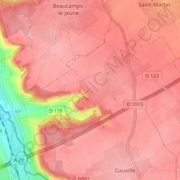 Mapa topográfico Blangiel, altitud, relieve