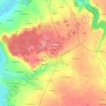 Mapa topográfico Le Bois, altitud, relieve