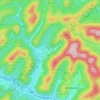 Mapa topográfico Kehlenhof, altitud, relieve